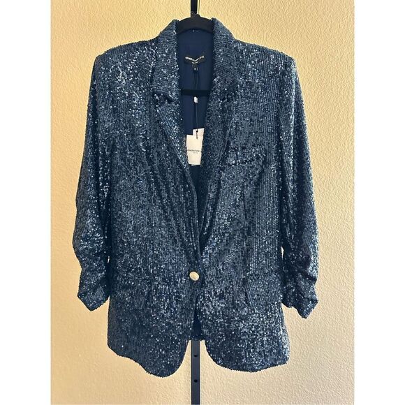 Generation Love Avery Sequin Blazer in Navy Size M - Picture 2 of 9